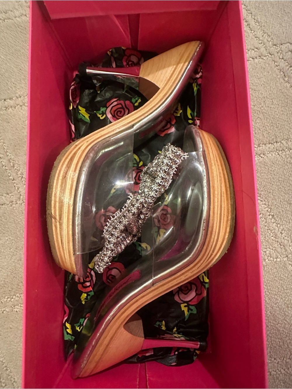 Betsey Johnson Silver Crystal Bow Slide Mules - Picture 7 of 10